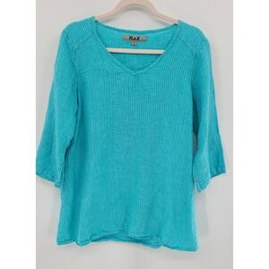 Flax LINEN Lagenlook Coastal Tunic Small Stripes Blue Relaxed Oversized Resort